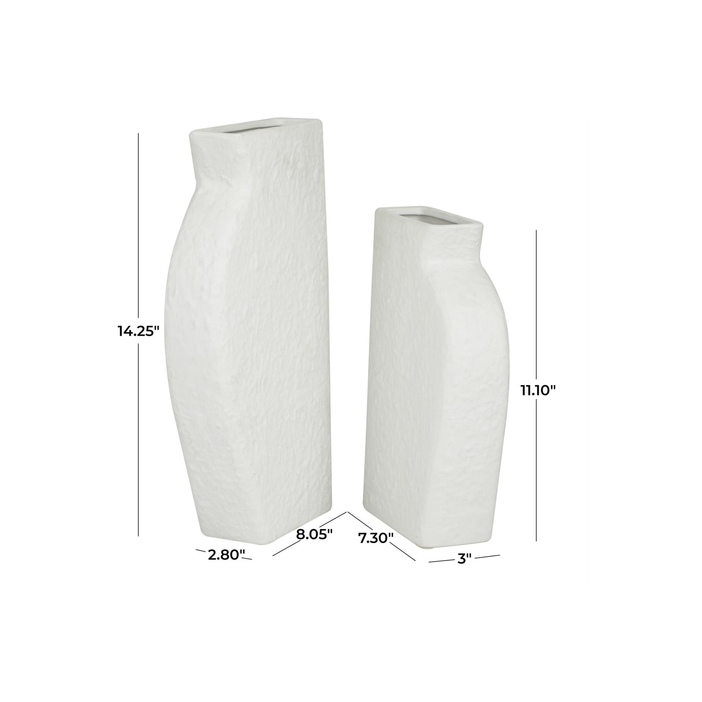 Set of 2 White Ceramic Urn Vases 3"W x 11/14"H