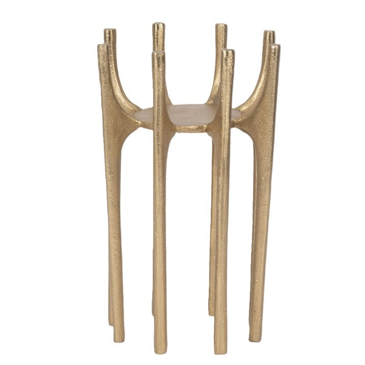 Tall Gold Metal Spiked Leg Candleholder 5"W x 8.25"H