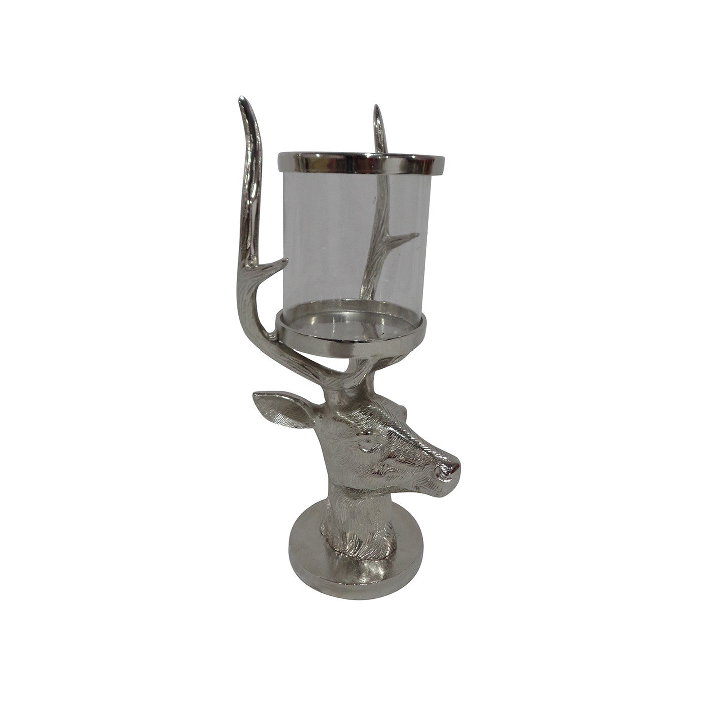 Aluminum and Glass Stag Candleholder 9.5"W x 20"H