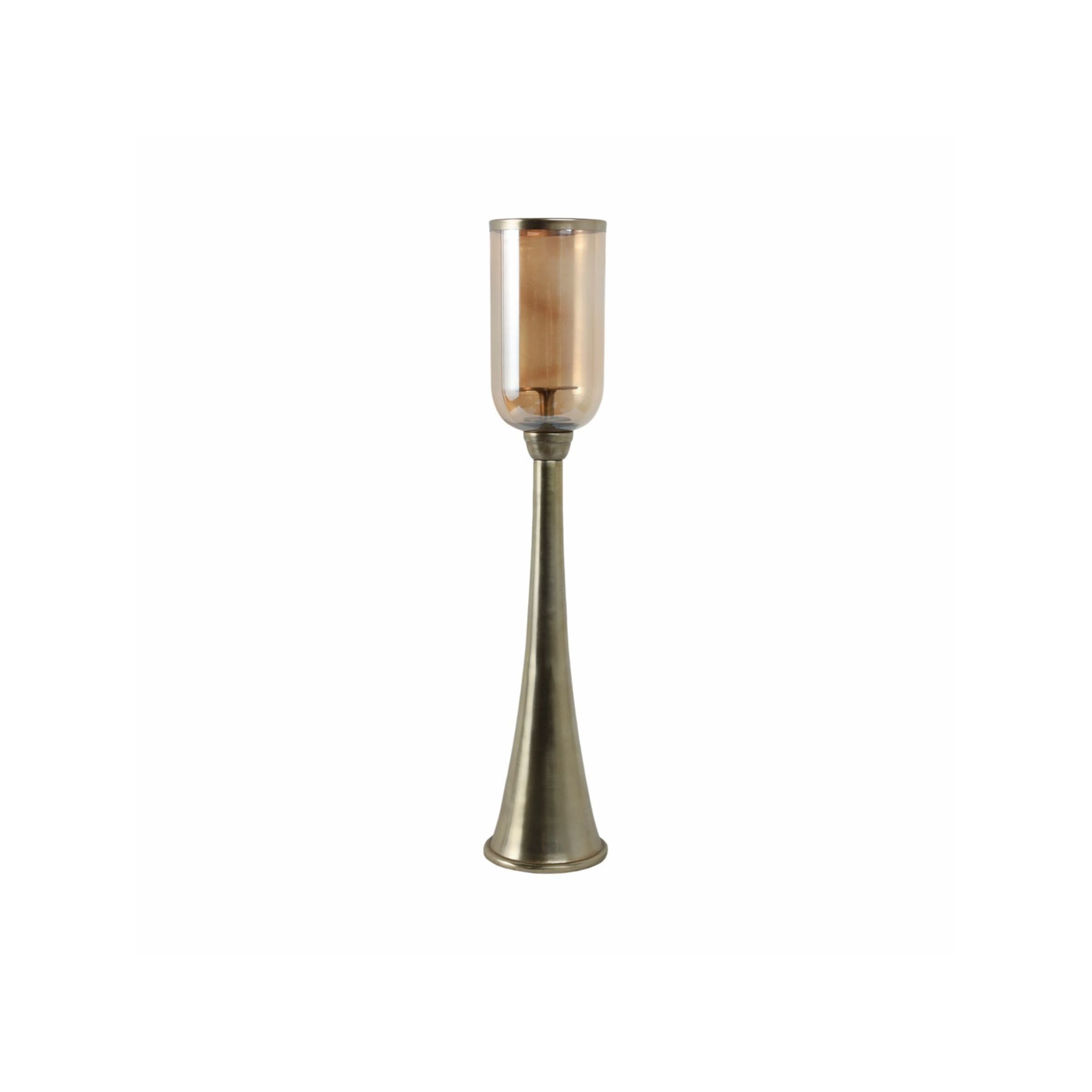 Short Gold and Glass Hurricane 6"W x 34"H