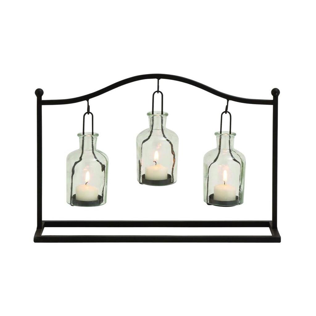 Metal and Glass Votive 16"W x 4"D x 11"H