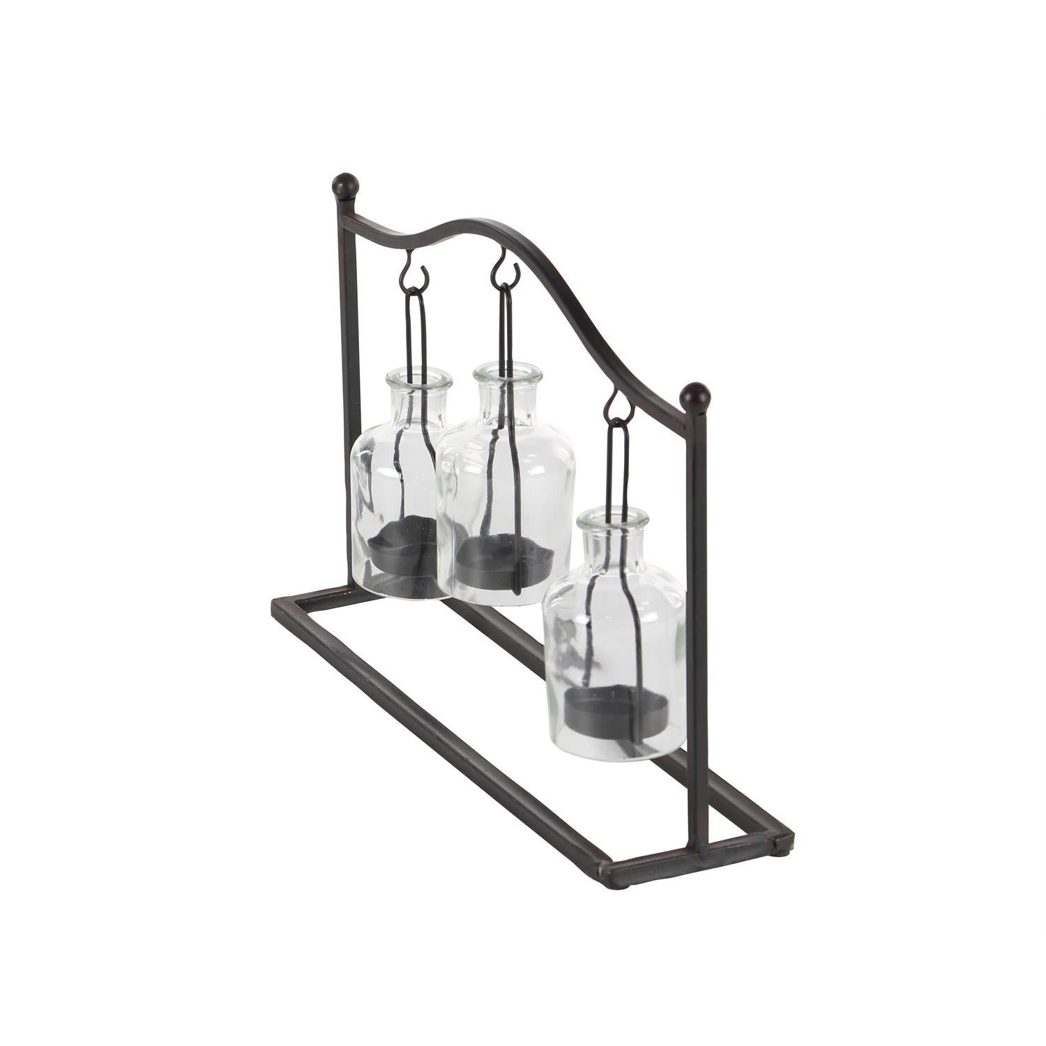 Metal and Glass Votive 16"W x 4"D x 11"H