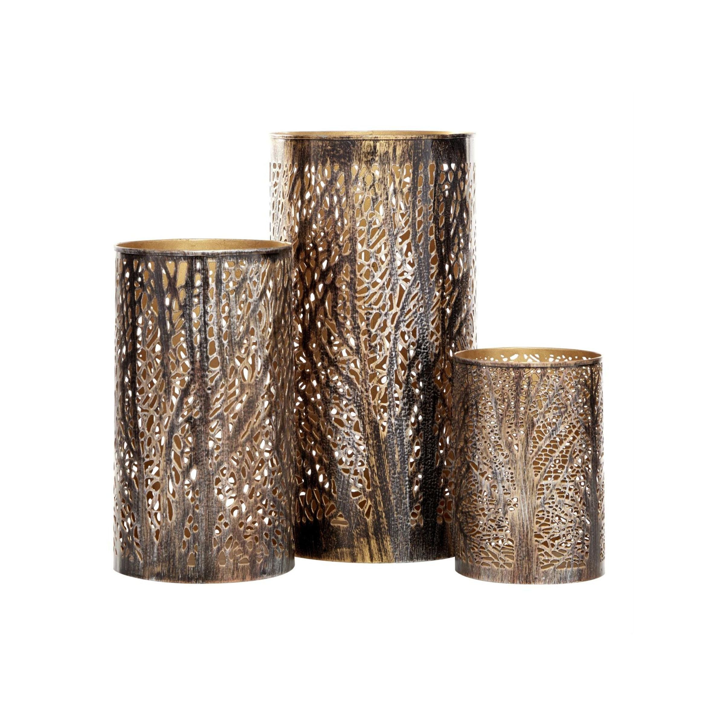 Set of 3 Metal Tree Cutout Hurricanes 5/9/12"H