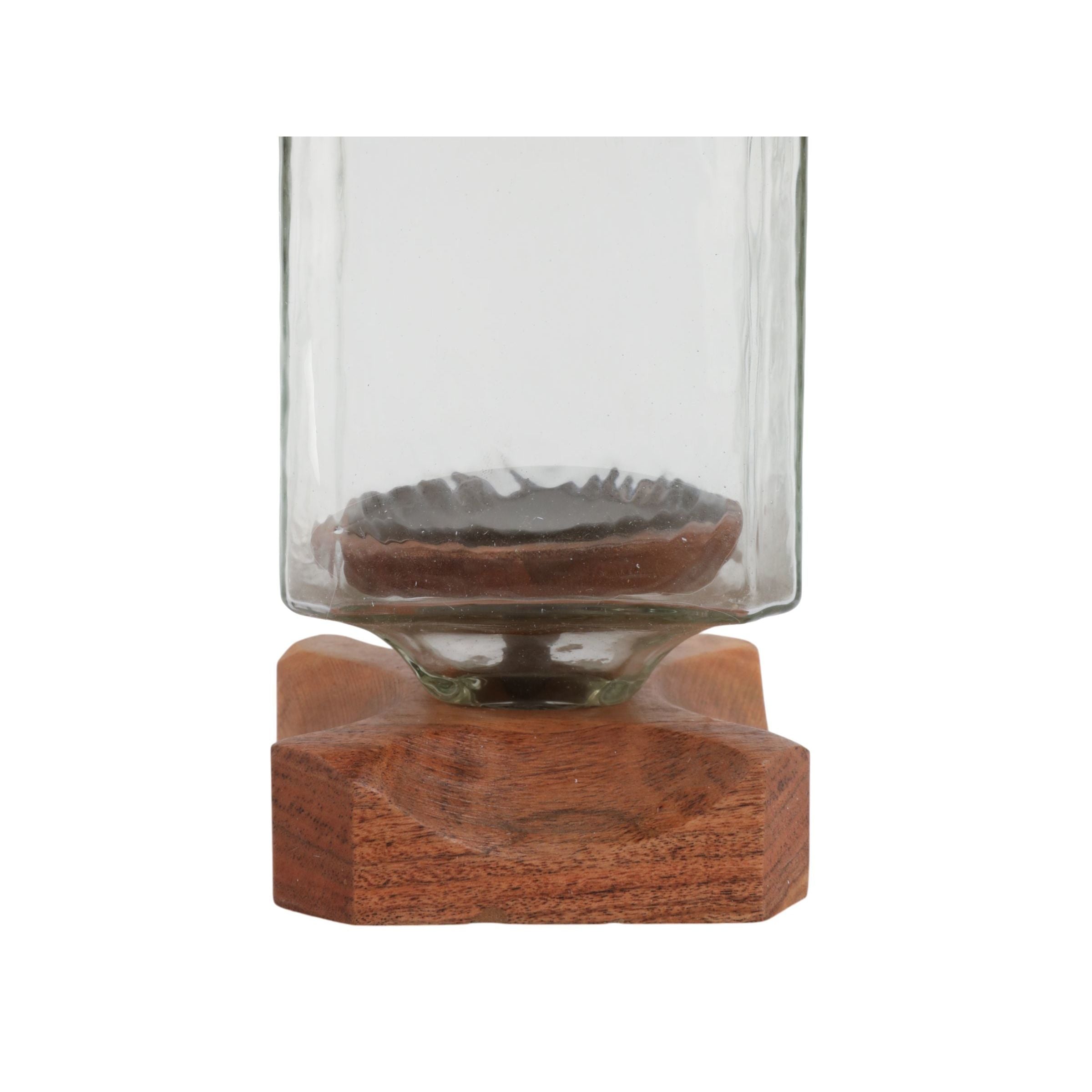 Tall Wood and Glass Hurricane 5"W x 11"H