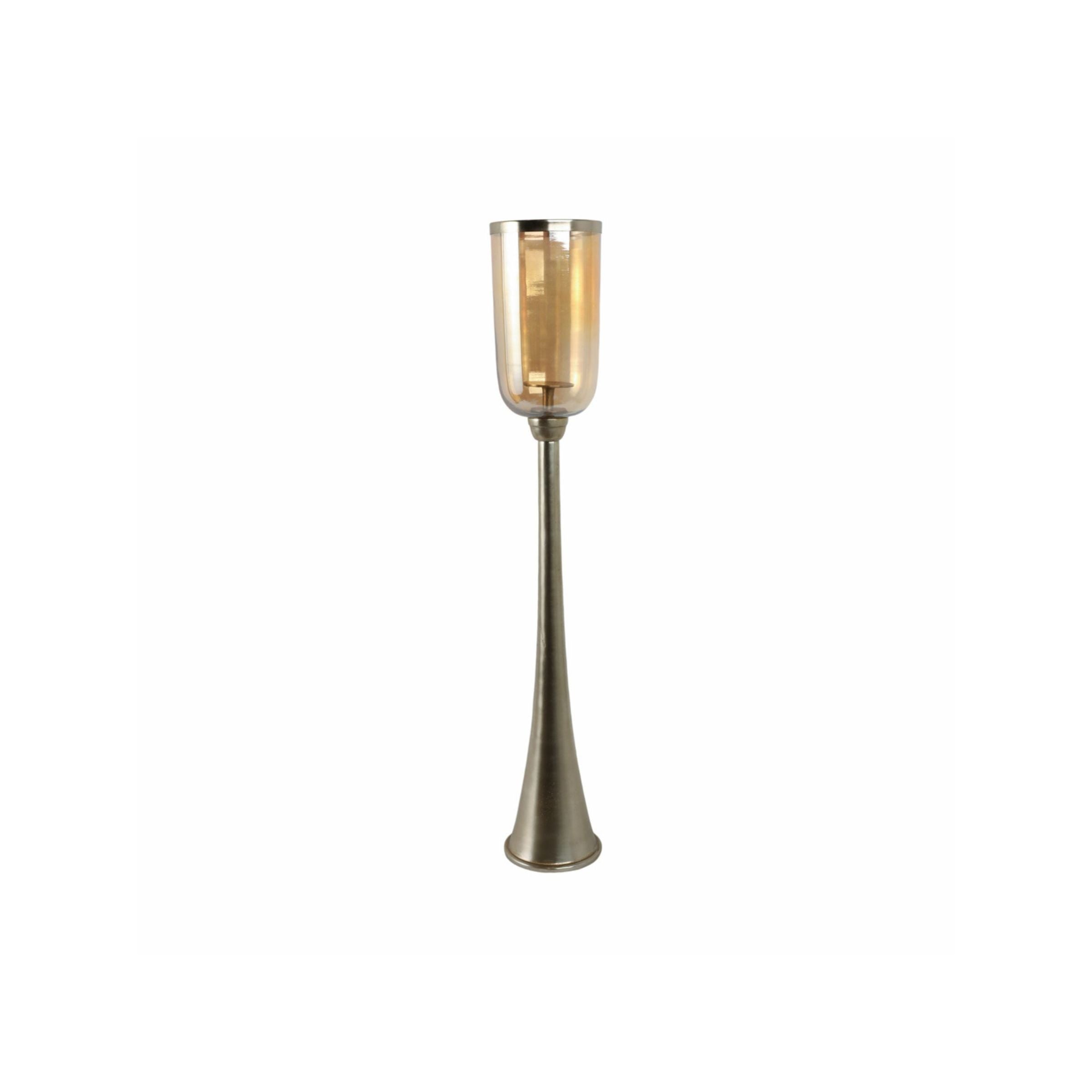 Tall Gold and Glass Hurricane 7"W x 43"H
