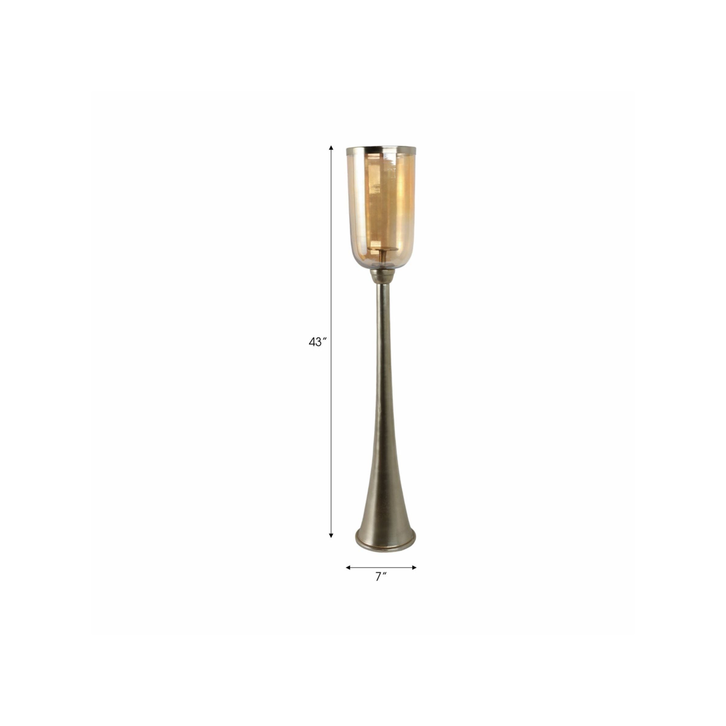 Tall Gold and Glass Hurricane 7"W x 43"H