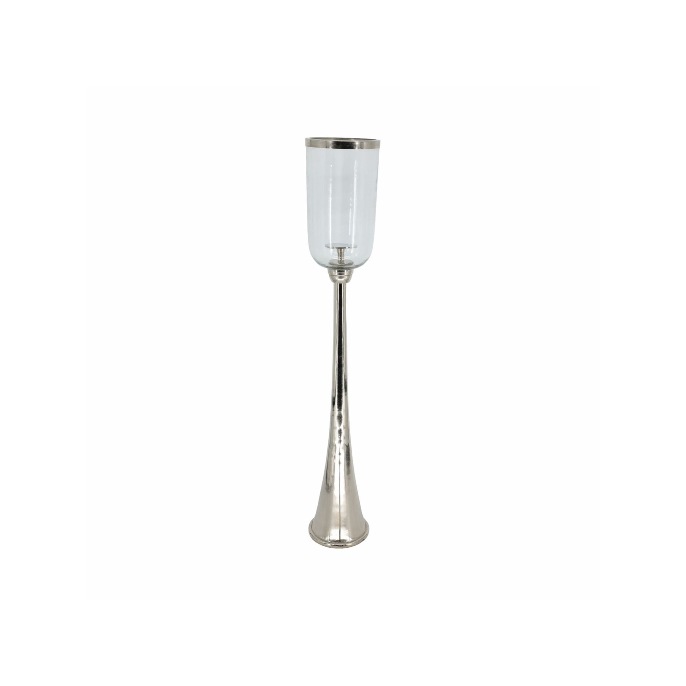 Tall Silver and Glass Hurricane 7"W x 43"H