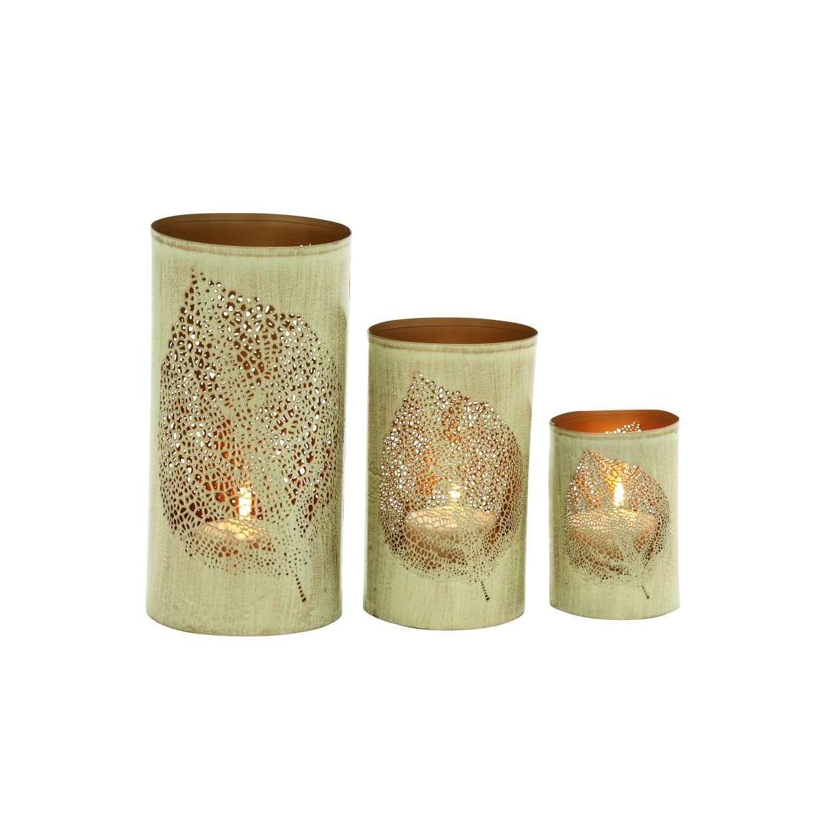 Set of 3 Gold Metal Leaves Hurricanes 6/9/12"H