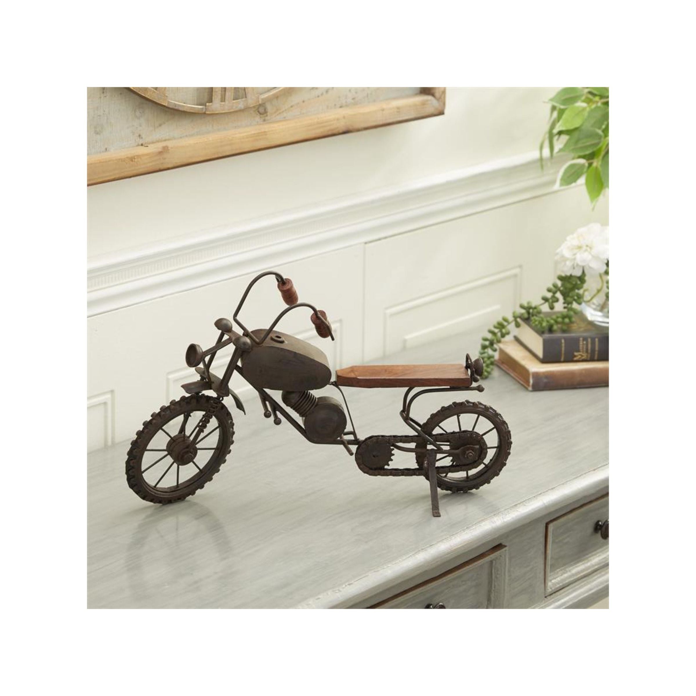 Metal Motorcycle Decor 16"W x 10"H