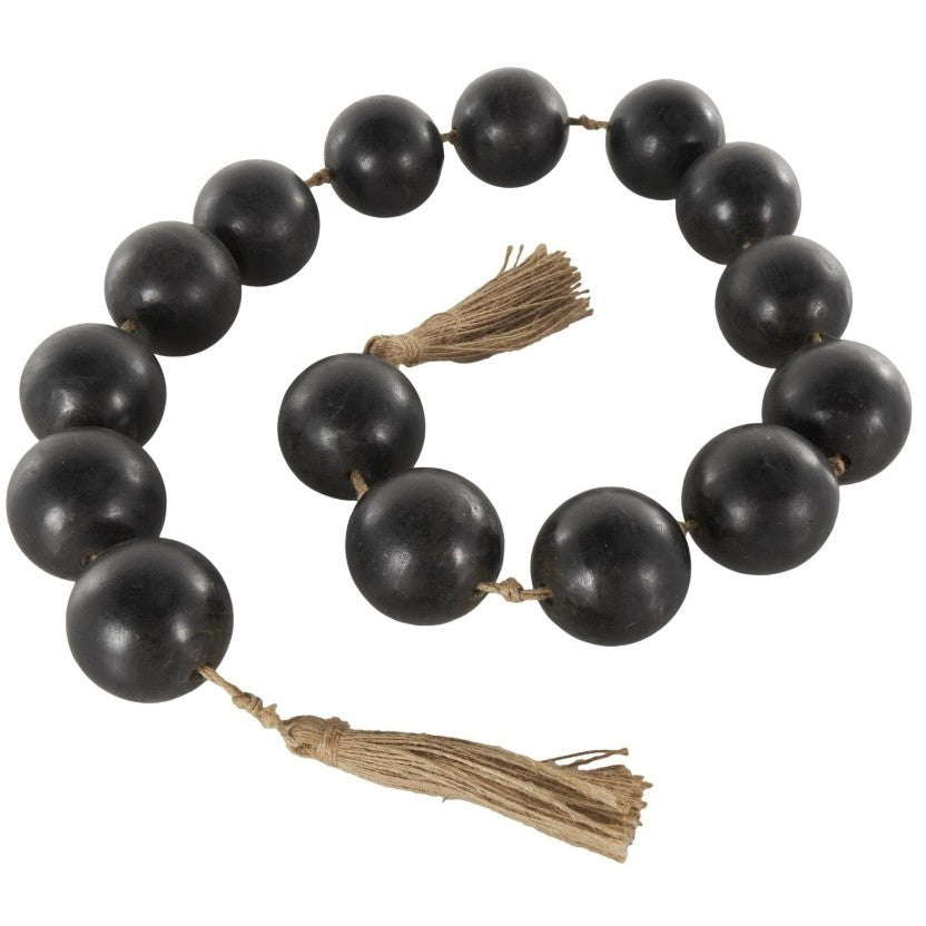 Black Mango Wood Handmade Beads 3"W x 63"L