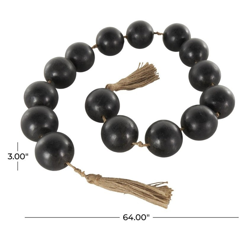 Black Mango Wood Handmade Beads 3"W x 63"L