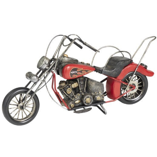 Red Vintage Metal Motorcycle DÃ©cor 18"W x 9"H