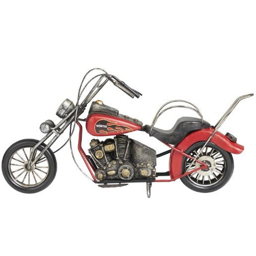 Red Vintage Metal Motorcycle DÃ©cor 18"W x 9"H