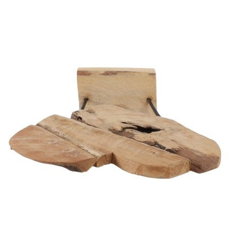 Teak Wood Heart Sculpture 16"L x 20"H