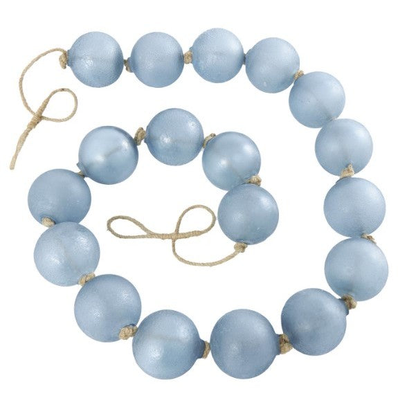 Blue Frosted Glass Beads 89"L