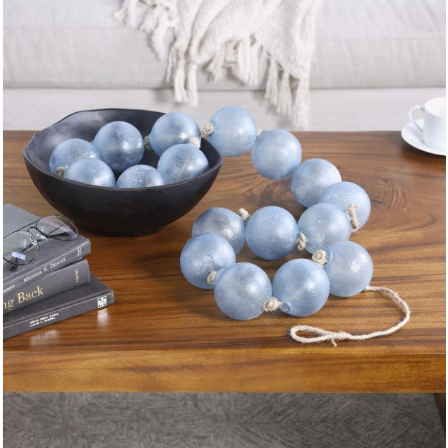 Blue Frosted Glass Beads 89"L