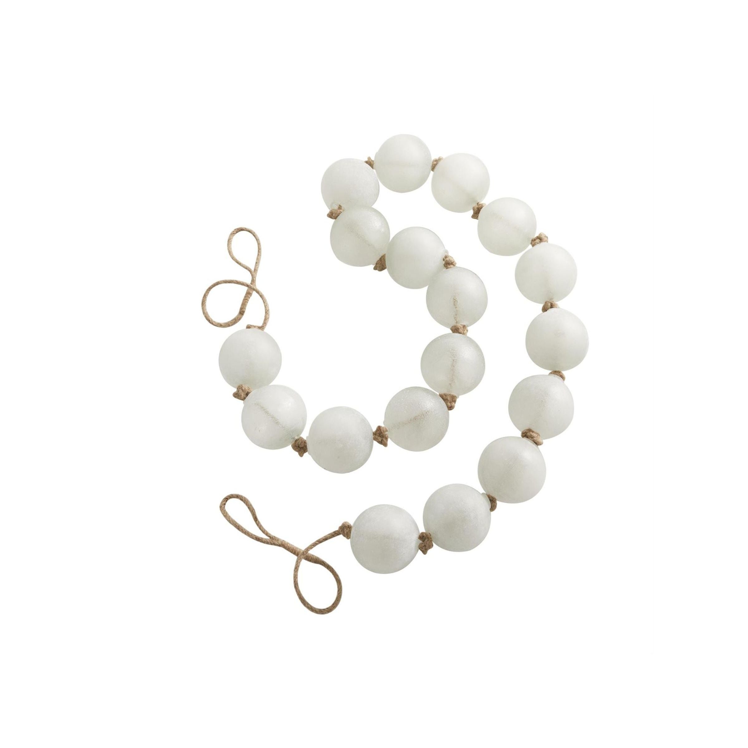 White Frosted Glass Beads 91"L