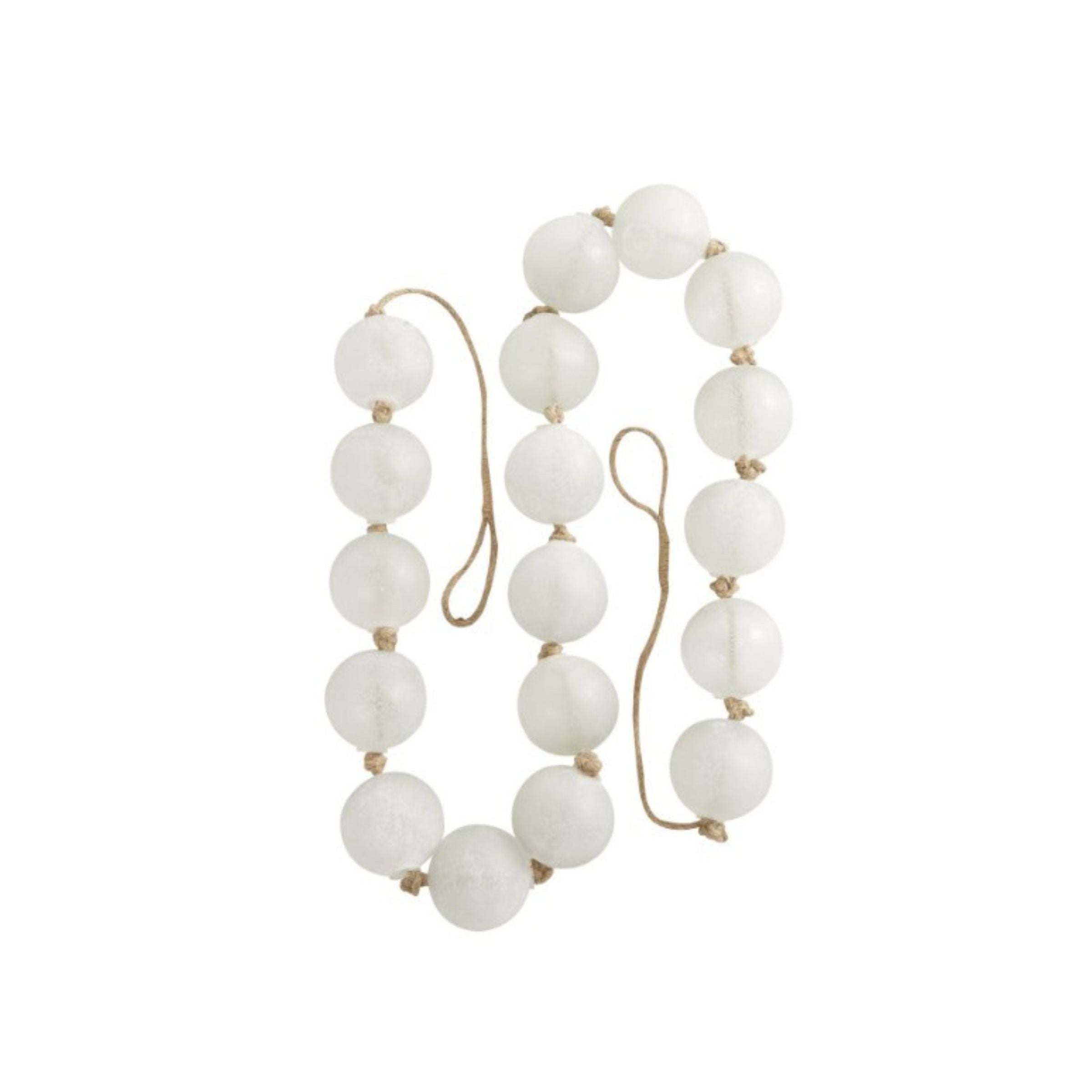 White Frosted Glass Beads 91"L