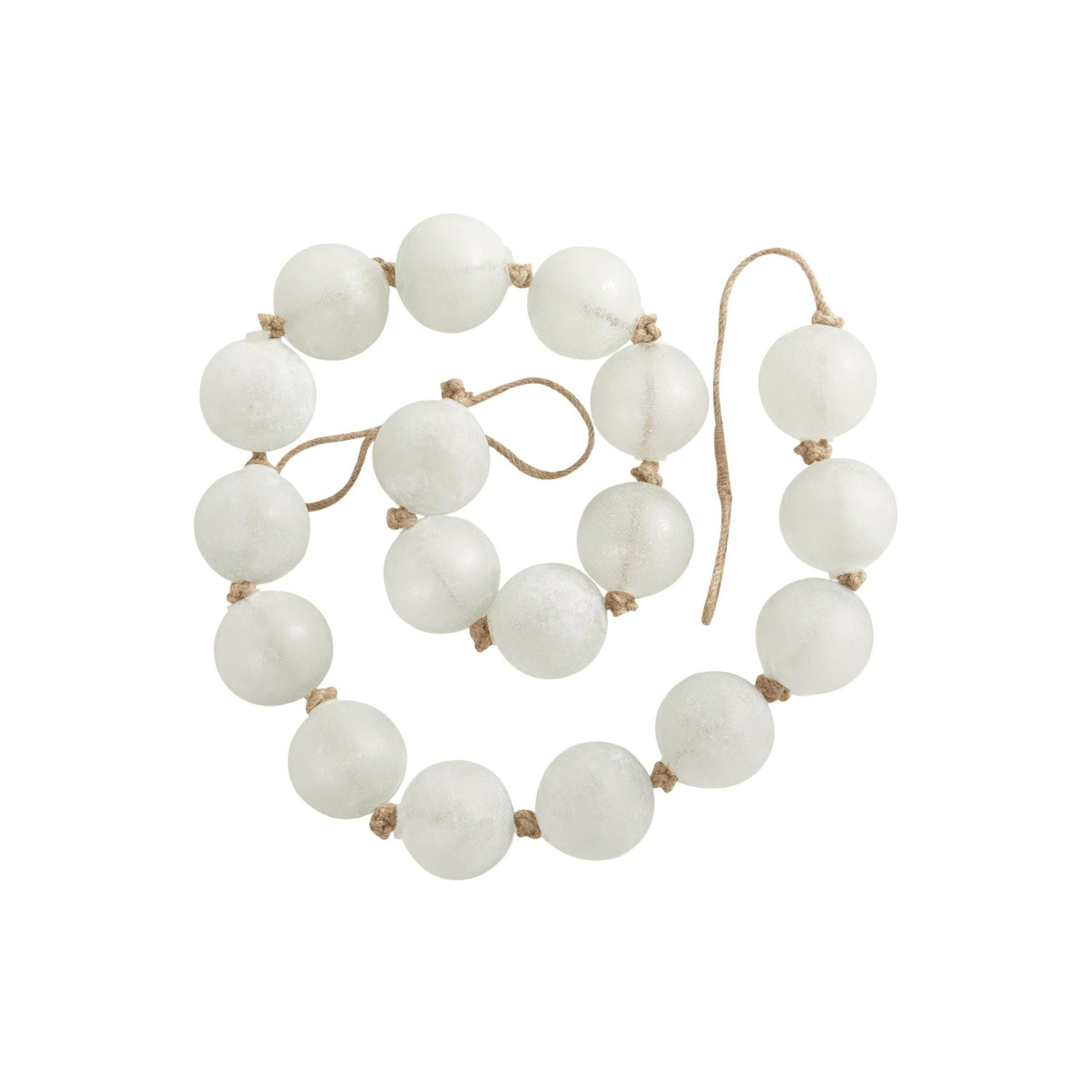 White Frosted Glass Beads 91"L