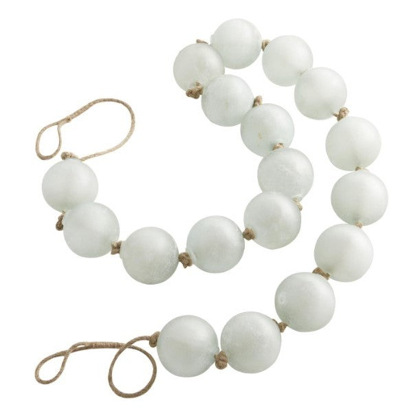 Aqua Frosted Glass Beads 91"L