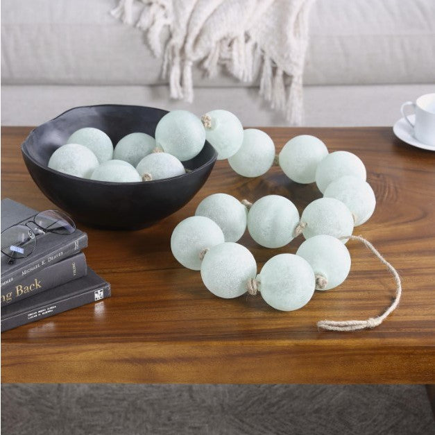 Aqua Frosted Glass Beads 91"L