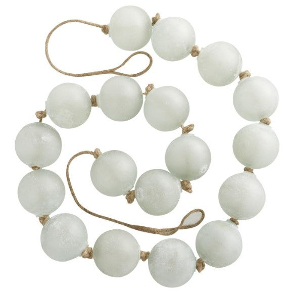 Aqua Frosted Glass Beads 91"L