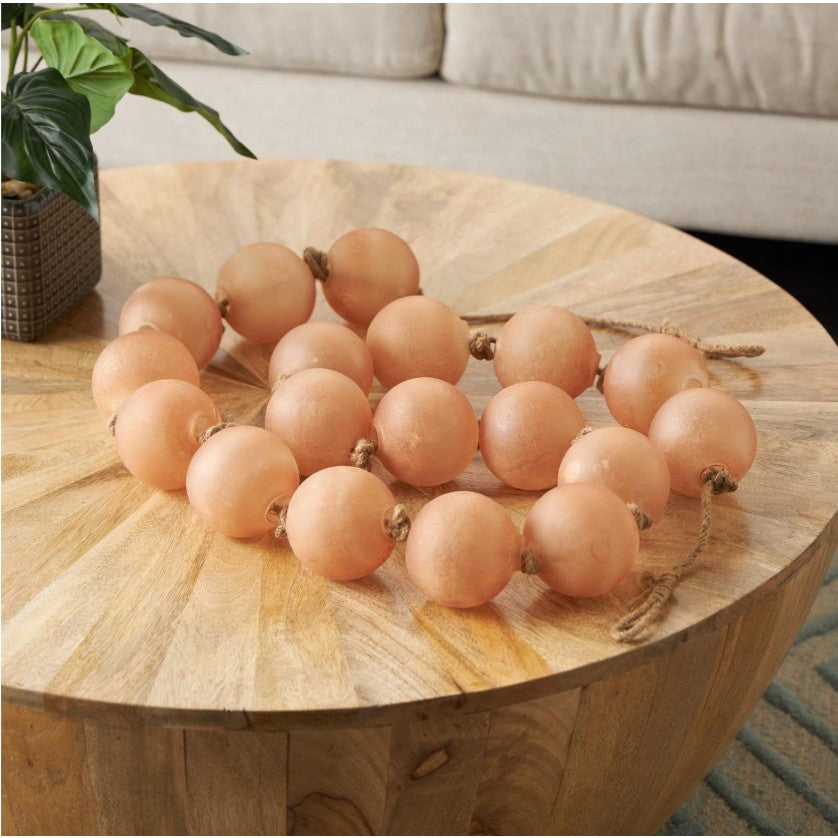 Blush Frosted Glass Beads 92"L