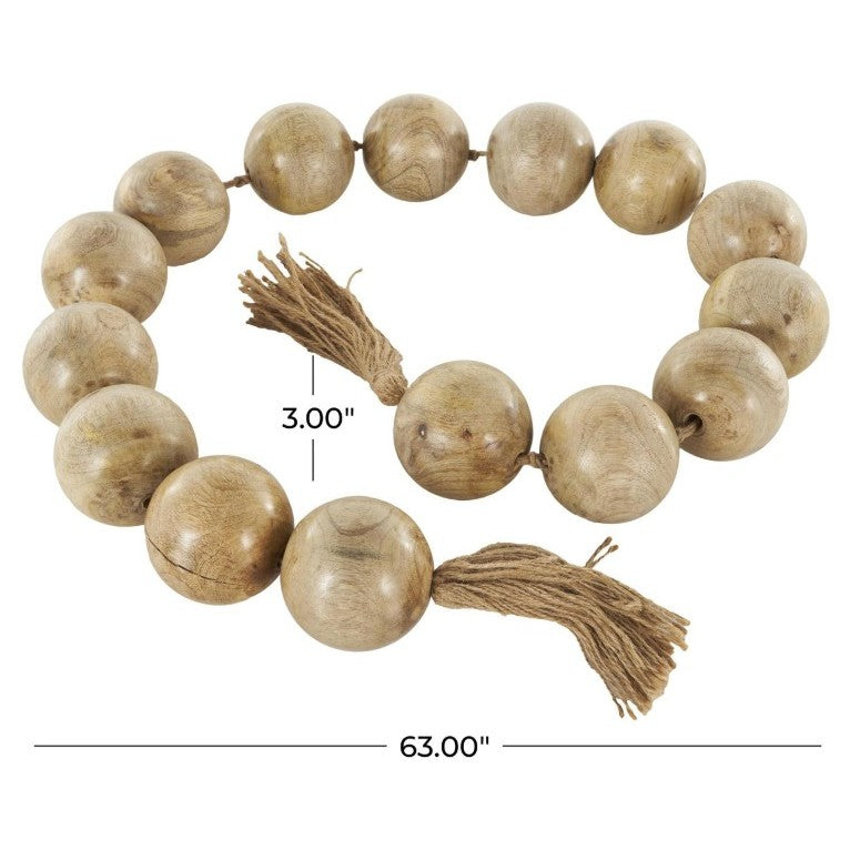 Natural Mango Wood Handmade Beads 3"W x 63"L