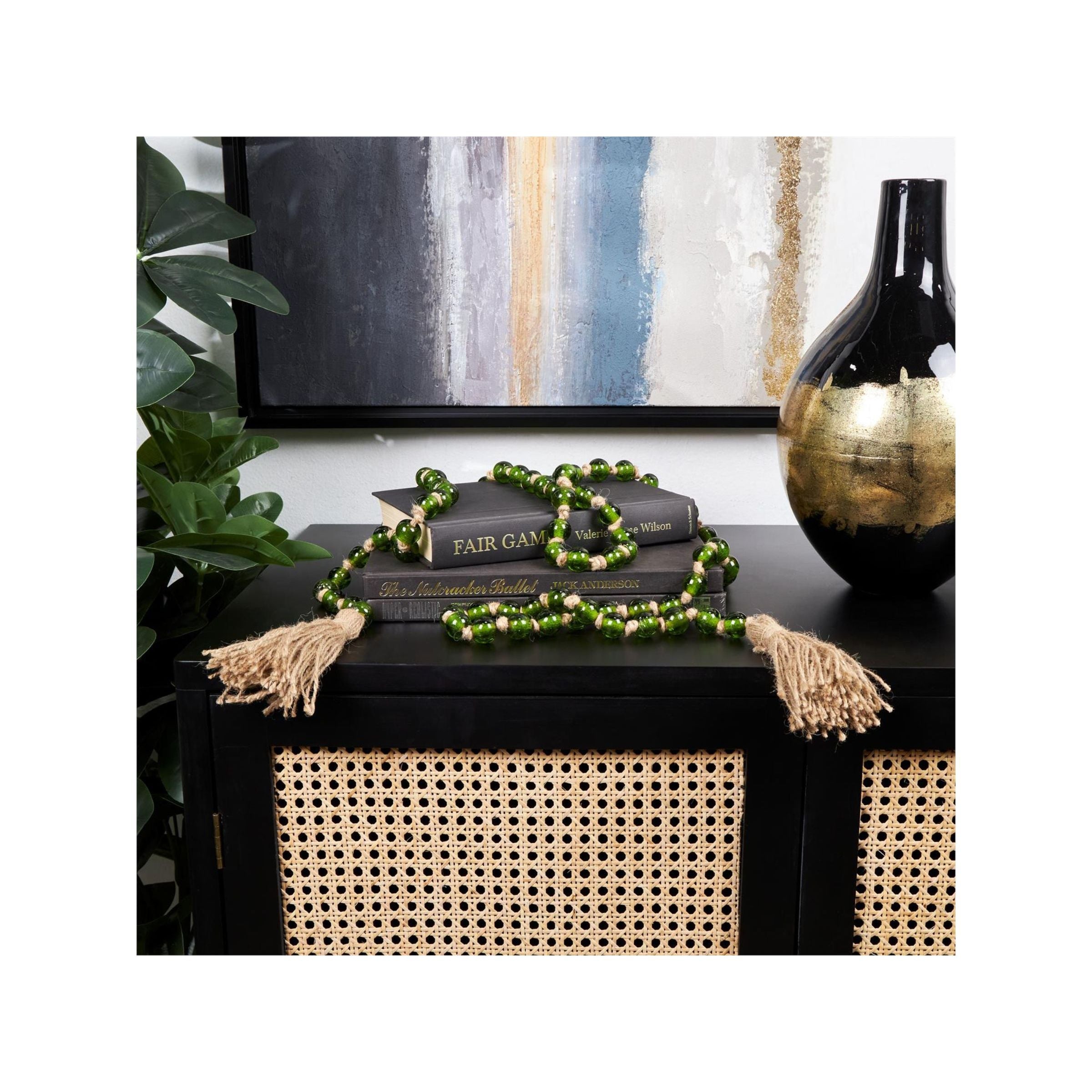 Green Glass Beads 87"L
