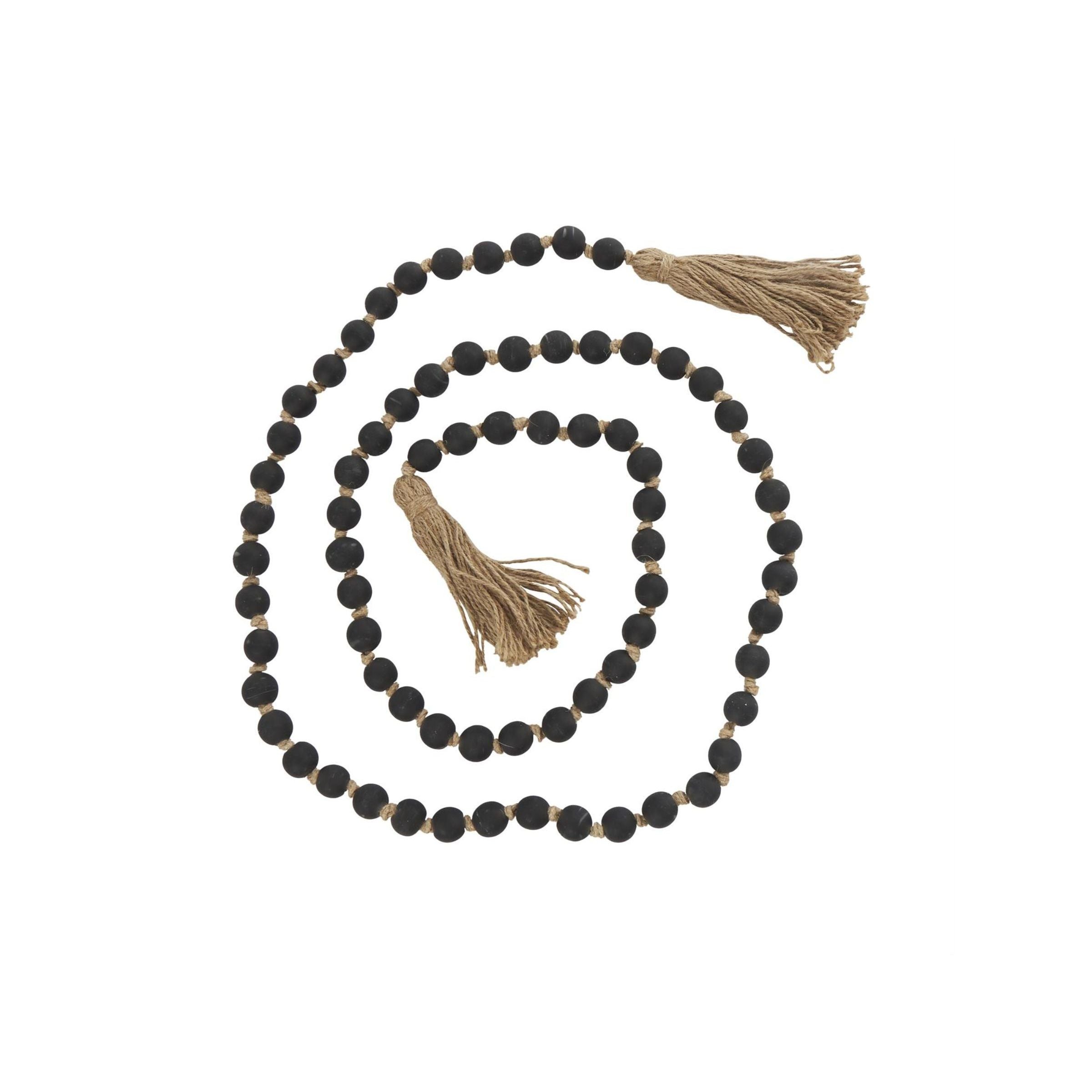 Black Frosted Glass Beads 83"L