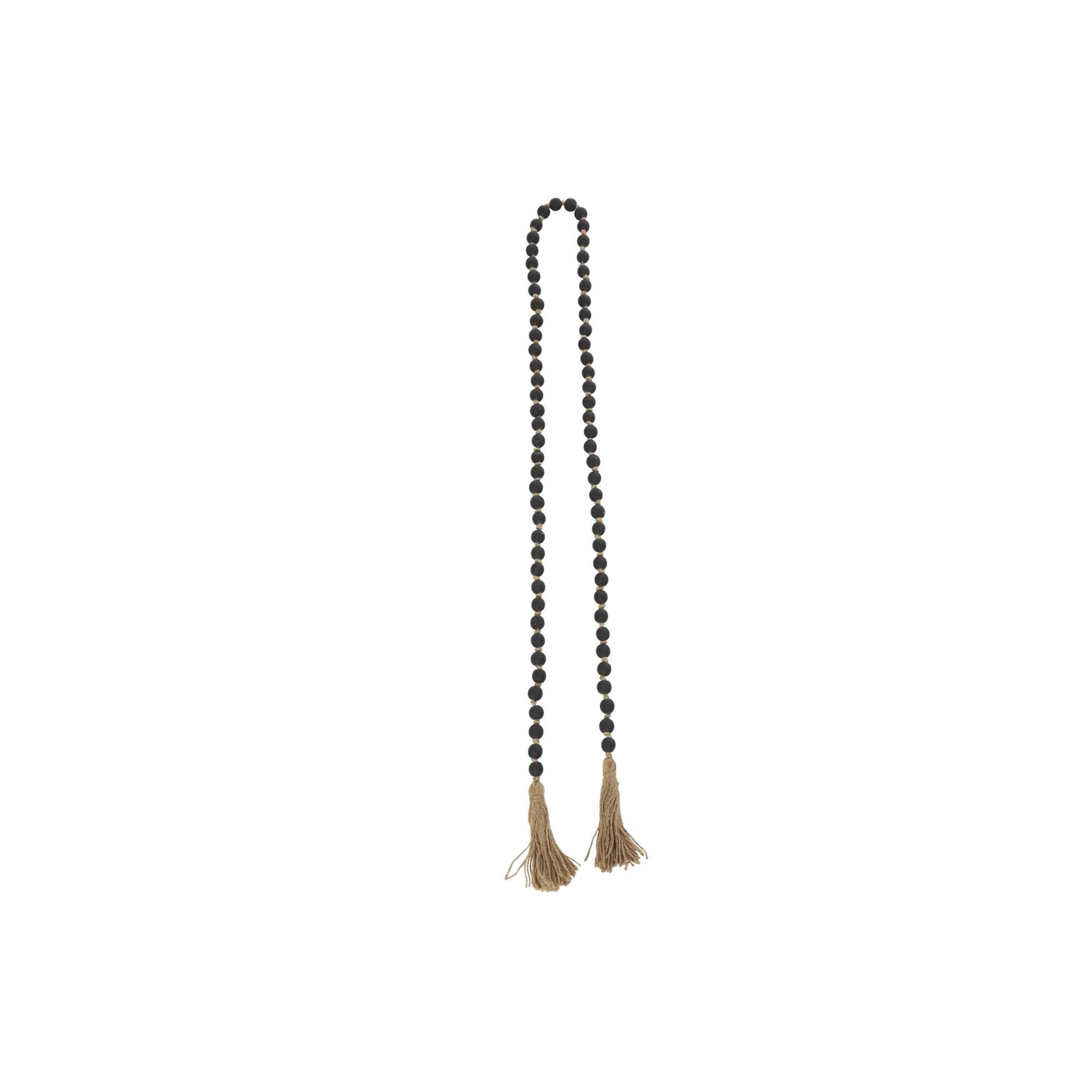 Black Frosted Glass Beads 83"L