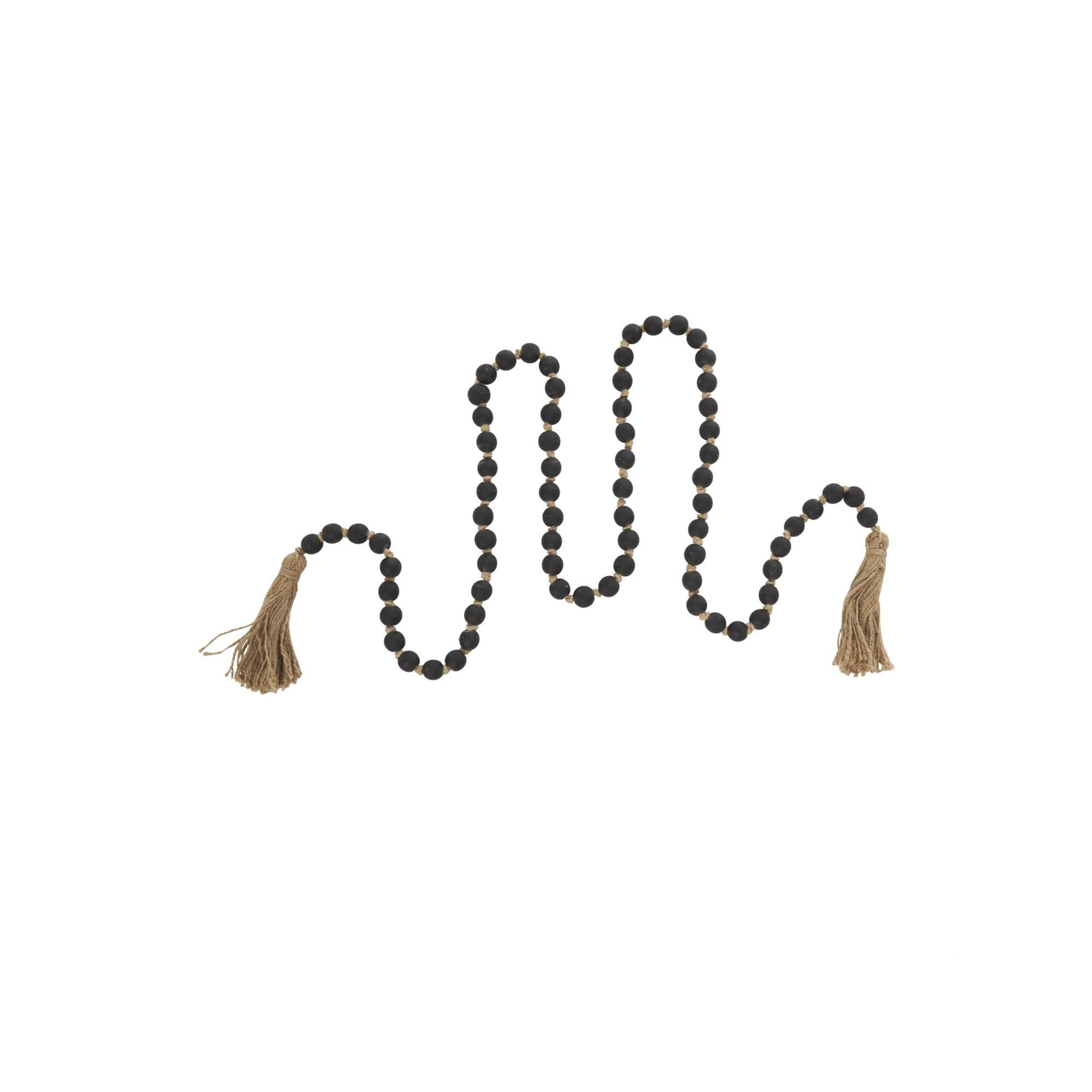 Black Frosted Glass Beads 83"L