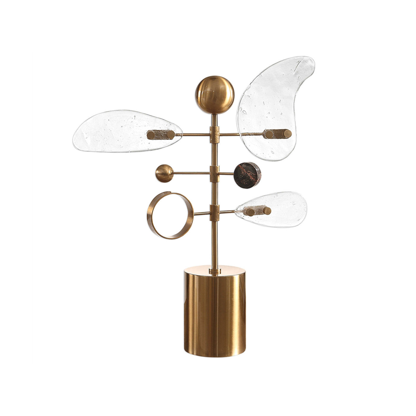 Glass and Bronze Mobile Sculpture 20"W x 24"H