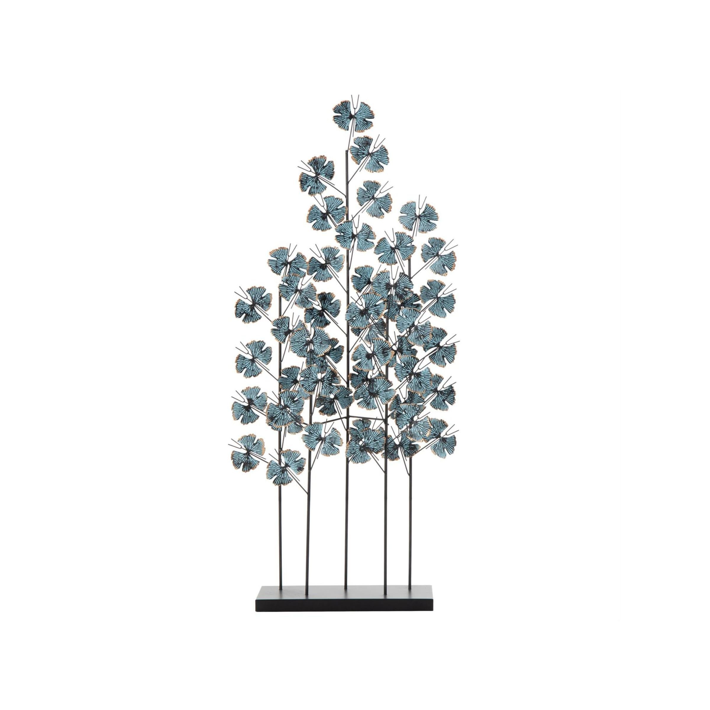 Teal Leaf Metal Sculpture 13"W x 37"H