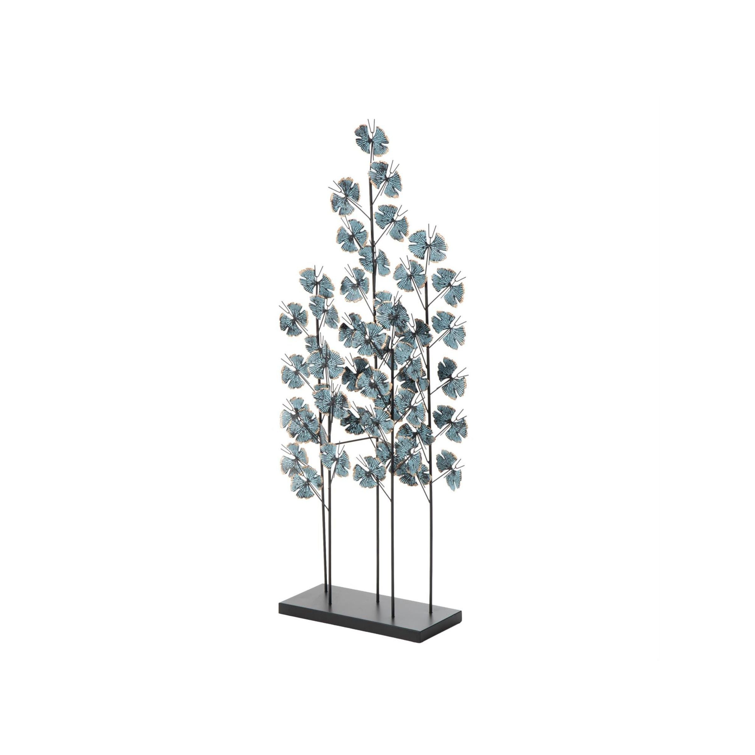 Teal Leaf Metal Sculpture 13"W x 37"H
