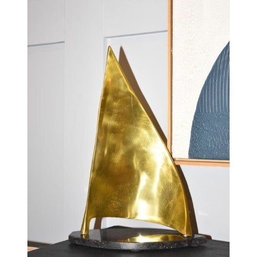 Small Gold Metal Sailboat 12"W x 17"H