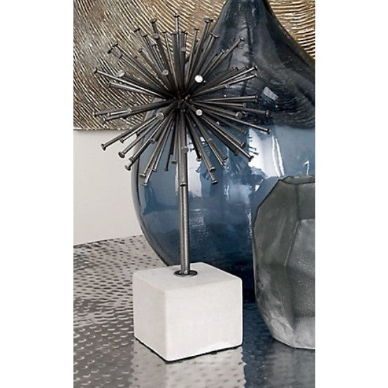 Metal and Concrete Nail Star Sculpture 7"W x 13"H