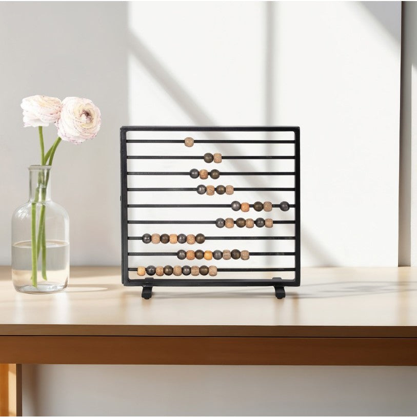 Black Metal Decorative Abacus Decor 15"W x 14"H