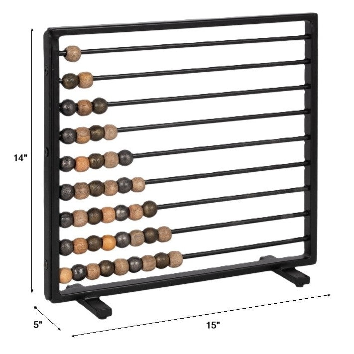 Black Metal Decorative Abacus Decor 15"W x 14"H