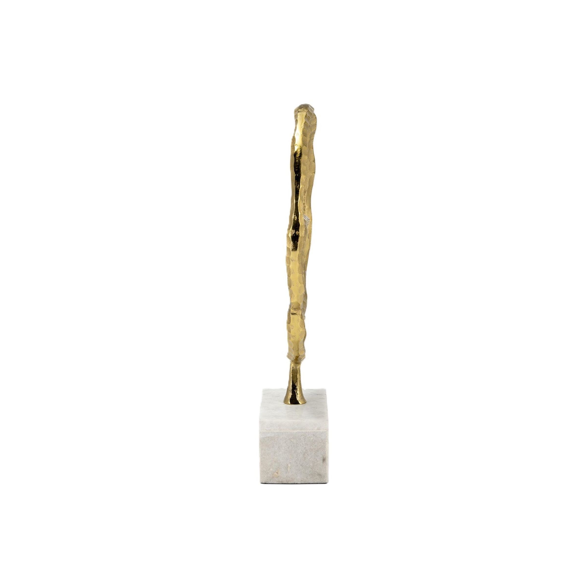 Gold Metal Double Ring On Marble Base Sculpture 13"W x 21"H