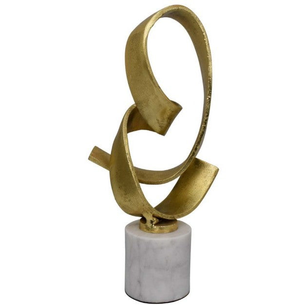 Gold Metal Swirl Sculpture 5.5"W x 12.5"H