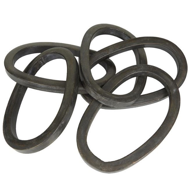 Black Metal Chain Sculpture 36"W x 3"H