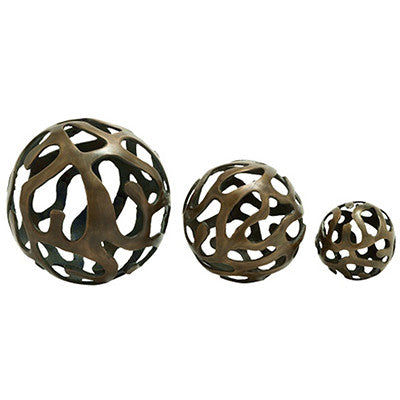 Set of 3 Bronze Aluminum Deco Balls 4/6/8"