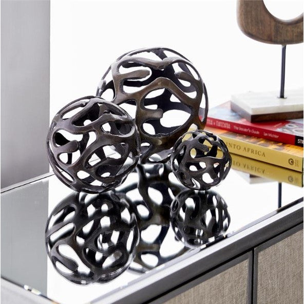 Set of 3 Bronze Aluminum Deco Balls 4/6/8"