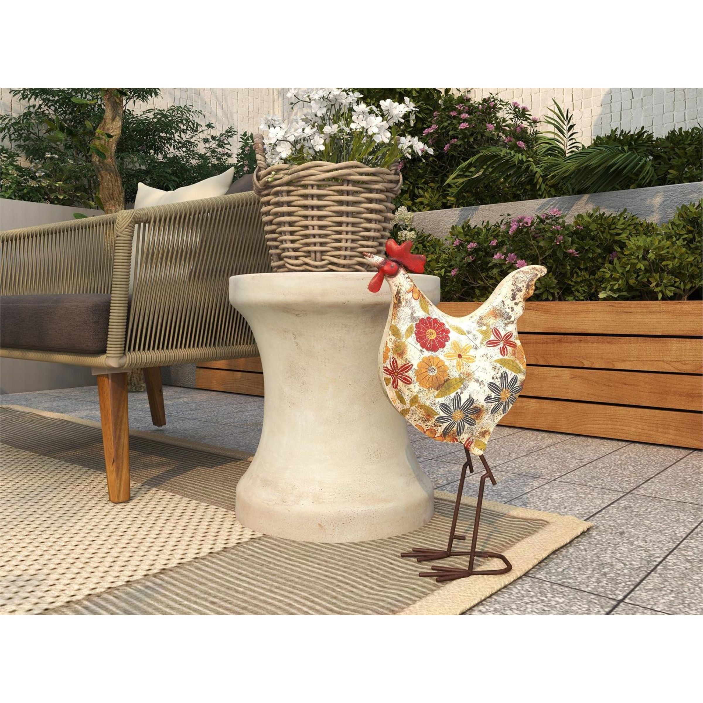 Floral Painted Rooster 10"W x 17"H