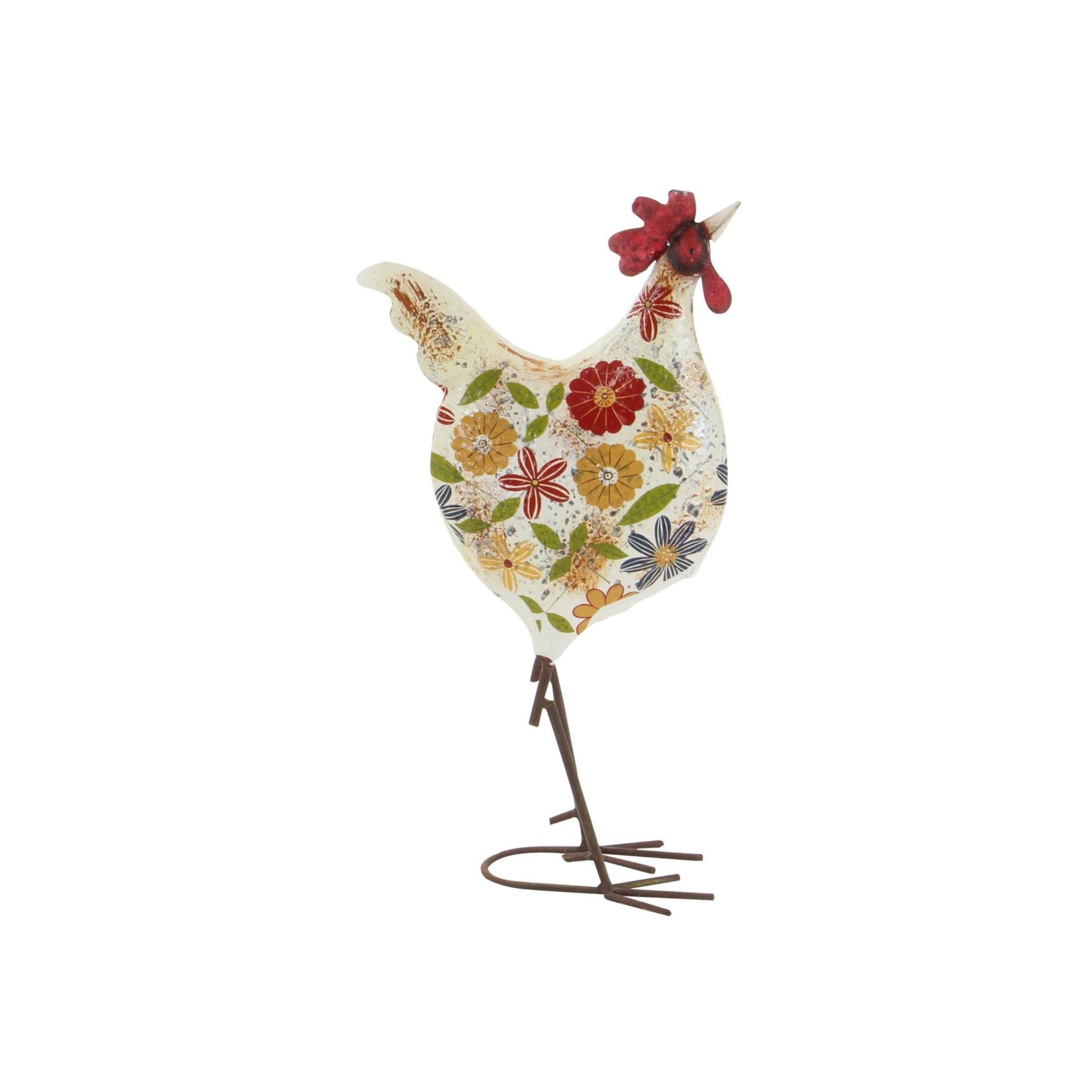 Floral Painted Rooster 10"W x 17"H