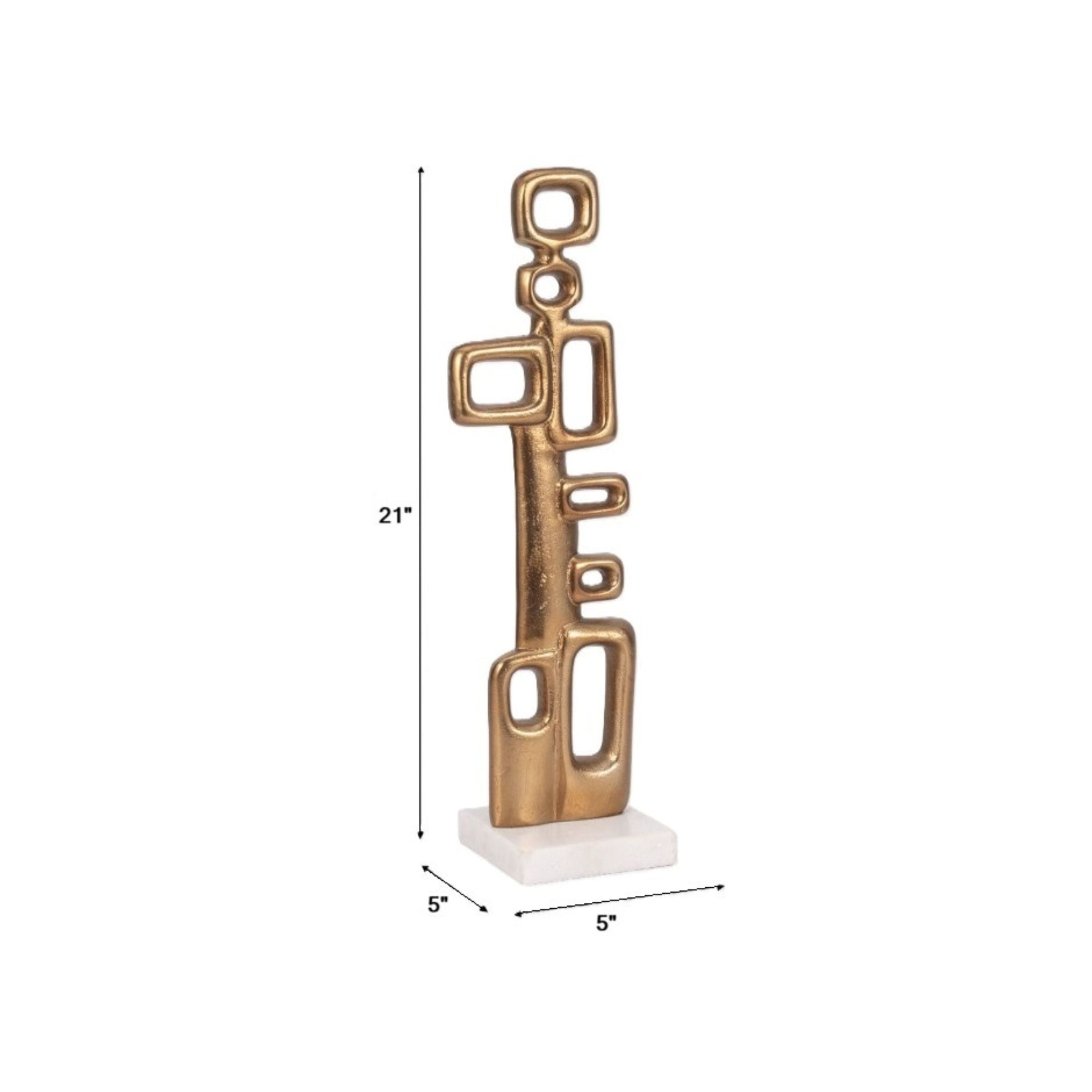 Gold Metal Abstract Sculpture 5"W x 21"H