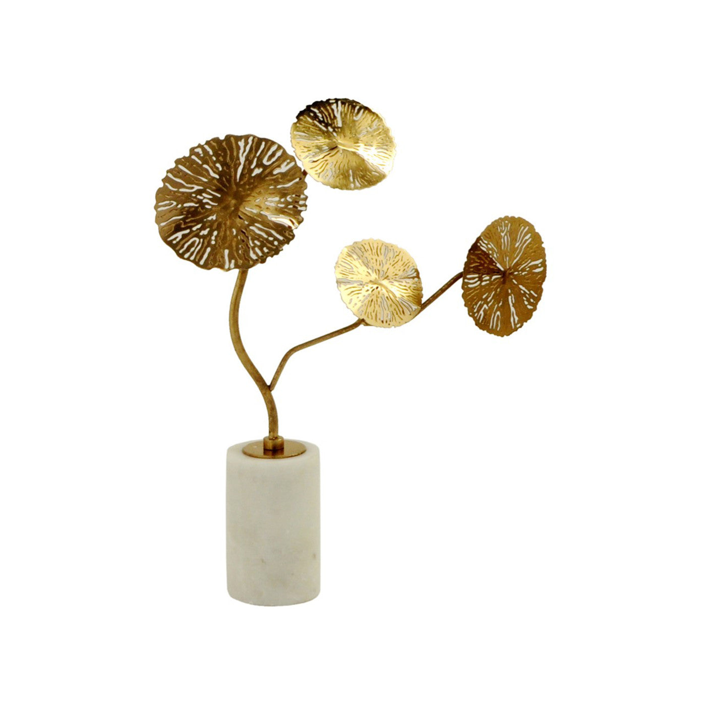 Small Gold Metal Finish Flower Sculpture 3"W x 12"H