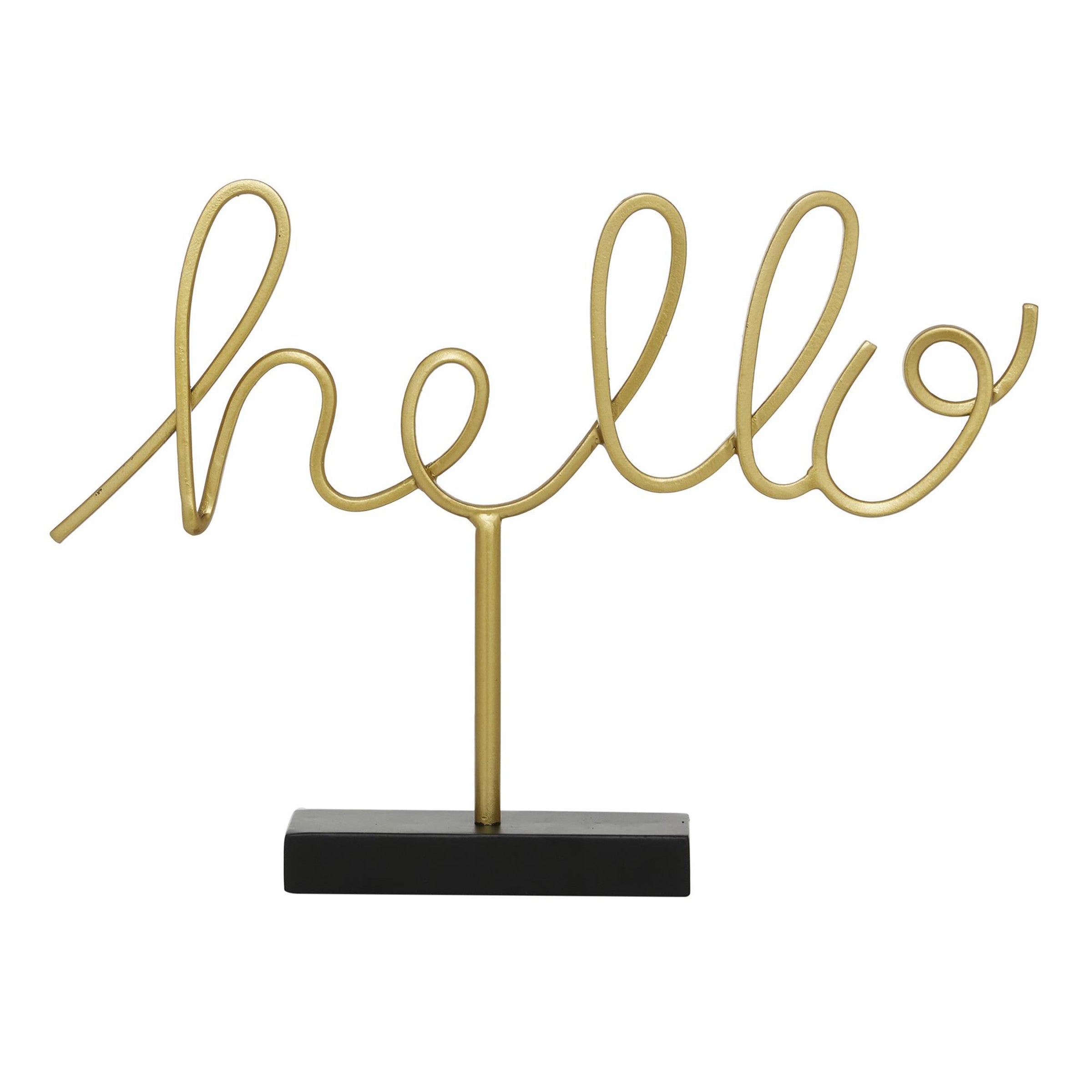 Gold Metal Hello Sculpture 19"W x 13.75"H