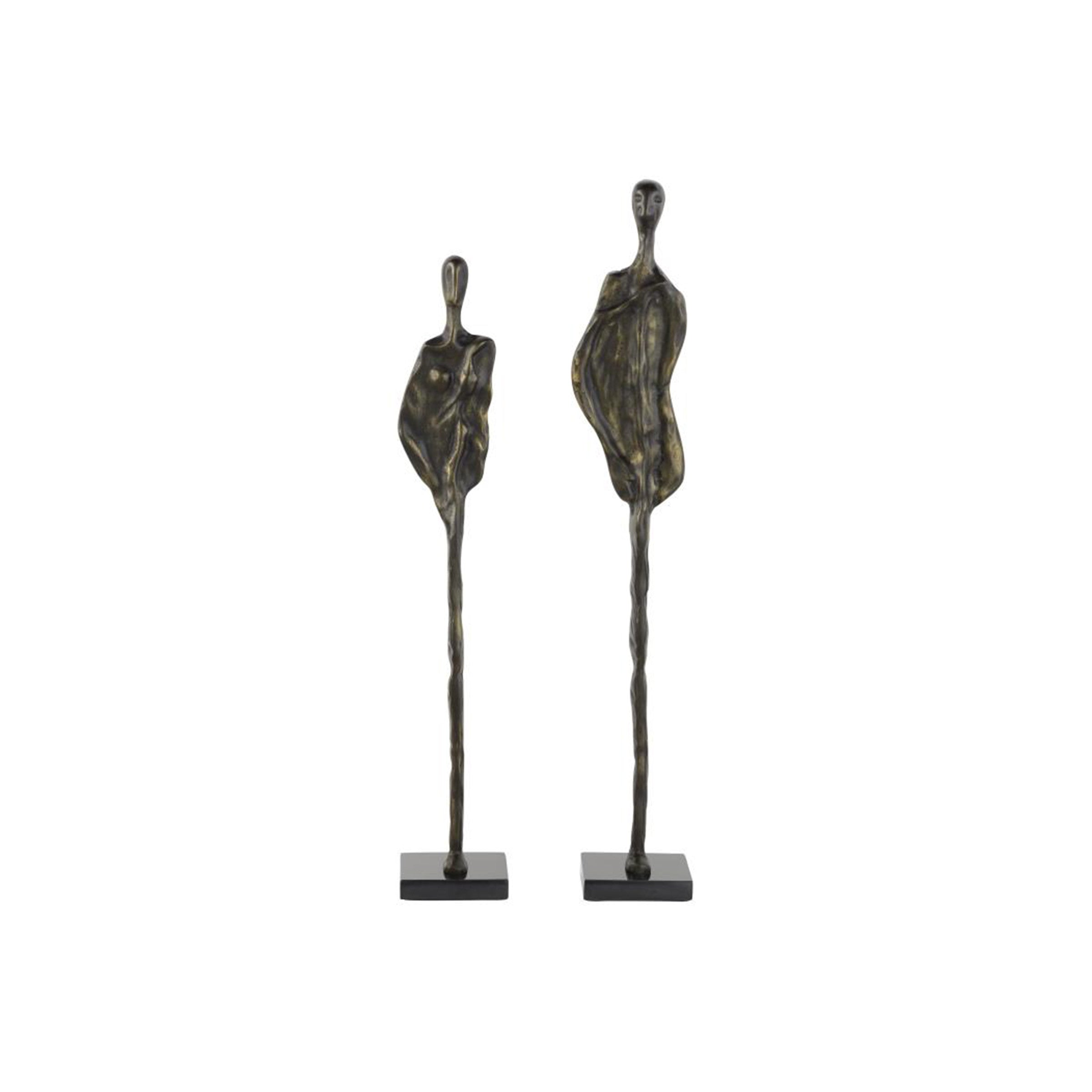 Set of 2 Abstract Bronze People Sculptures 30/34"H